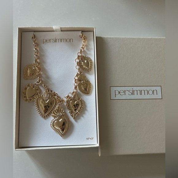 persimmon Jewelry - Viral gold sacred hearts charm necklace